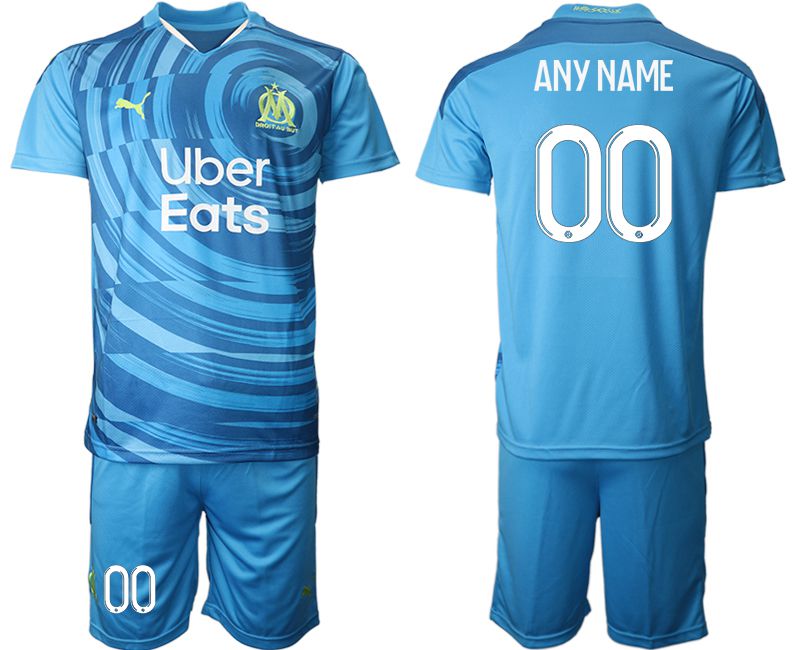 Men 2020-2021 club Olympique de Marseille away customized blue Soccer Jerseys
